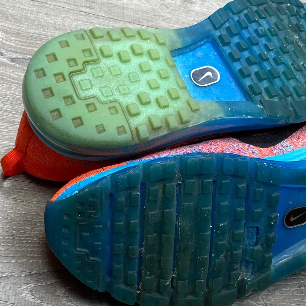 Nike Flyknit Max Running Shoes Mens 13 Orange Blue 620469-600 Air Max 1 of 2